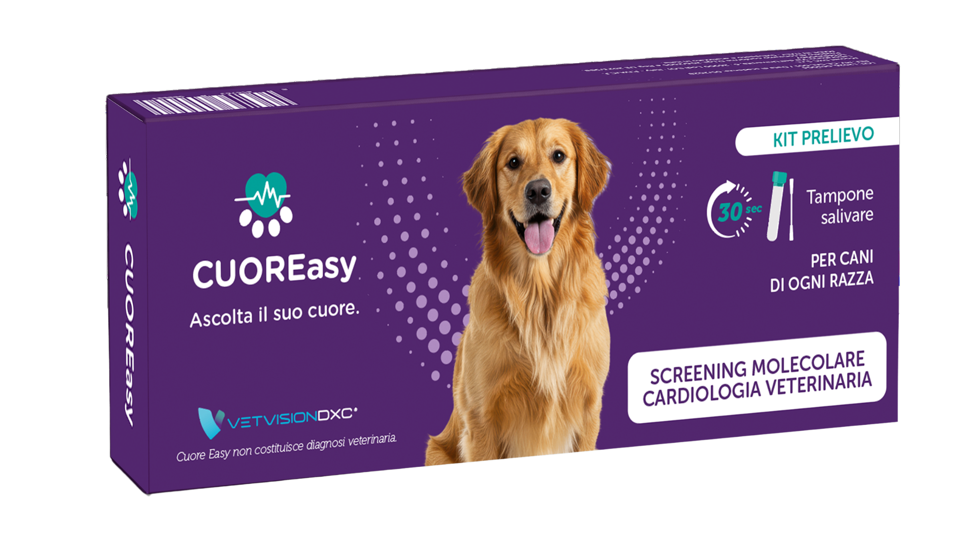Kit CuorEasy — confezione del test molecolare salivare per il cuore del cane